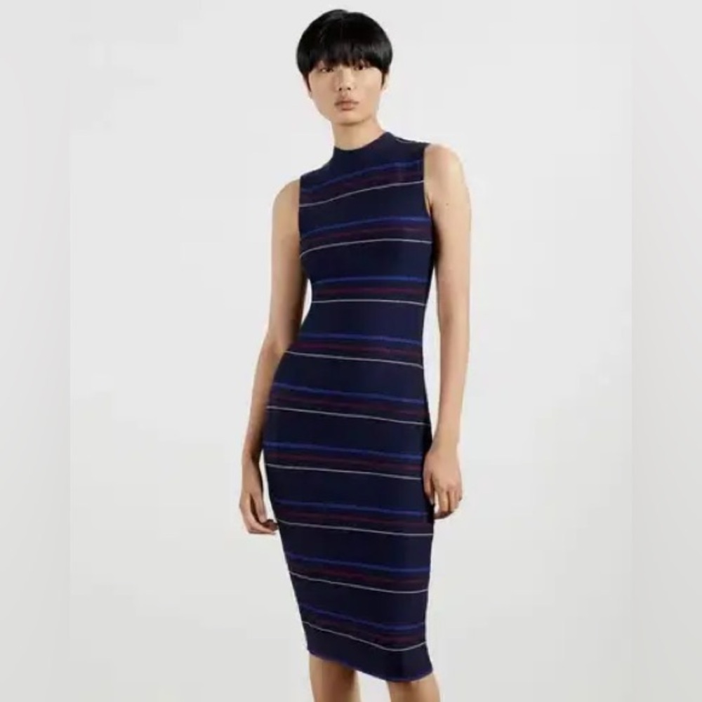 Ted Baker Erlo Striped‎ Sleeveless Midi Dress Navy US Size 2